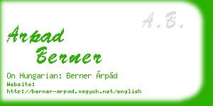 arpad berner business card